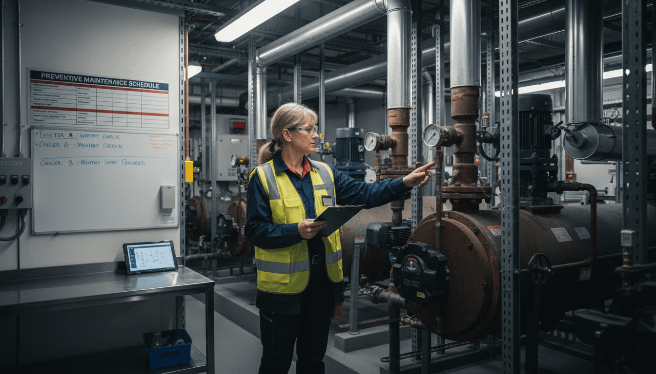 Maintenance coordinator conducting planned building inspection