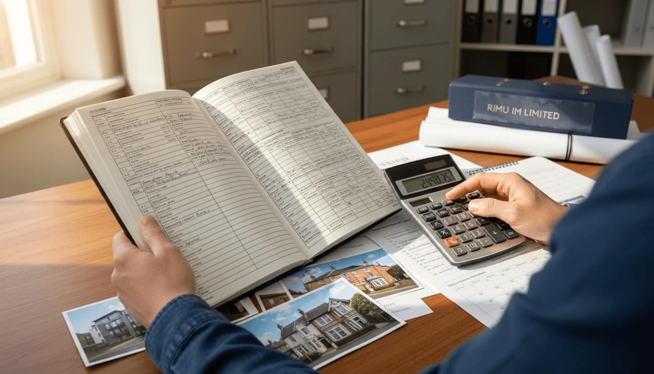 Close-up of property management documents showing service charge administration and financial transparency